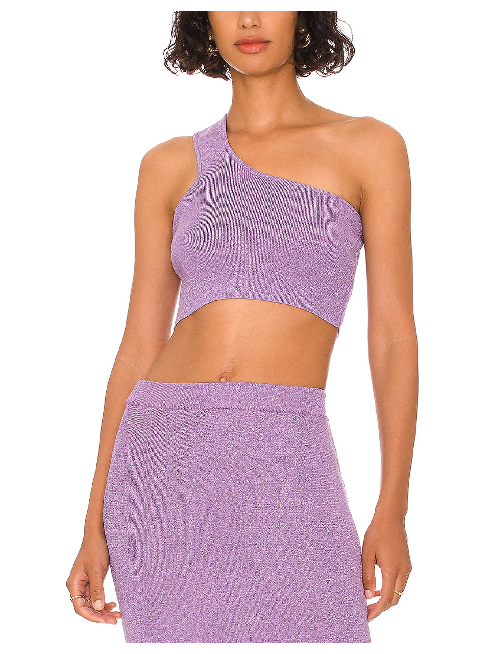 Dodo Bar Or Shimmery Light Purple Jo One Shoulder Crop Top Size 40 It / Us 4